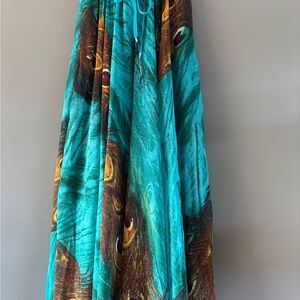 Blue Peacock Maxi Skirt